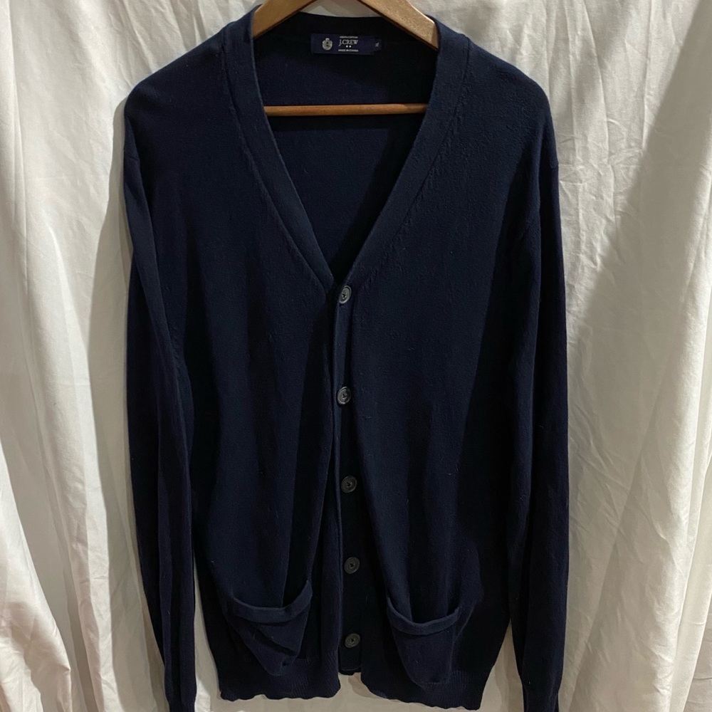 🏉J. CREW Cardigan Sweater - Navy Blue - XL
